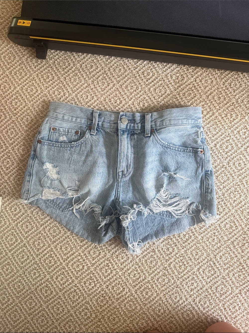 pistola Light Wash Distressed Denim Shorts